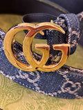 Gucci Marmont GG Denim Canvas Belt 90cm (fits uk-12)