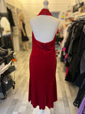 Pre Loved Amanda Wakeley Red Velvet Halter Neck Dress fits UK10-12