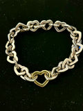 Pre Loved Tiffany & Co Silver and 18ct Gold Heart Link Bracelet