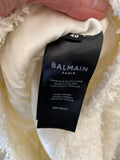 Pre Loved Balmain White Tweed Dress with Gold Buttons - UK 12 -small fit (excellent)