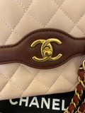 Pre Loved Chanel Single Flap Classic in Dusky Pink & Burgundy - Excellent
