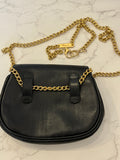 Pre Loved Salvatore Ferragamo Gancini Black Leather Crossbody or Belt Mini Bag on Chain