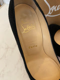 Pre Loved Christian Louboutin Ron Ron 100 Black Suede Pump Heels UK 4