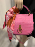 Pre Loved Mulberry Amberley in Pink Embossed Leather & Floral Twilly