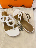 Pre Loved Hermes White Leather Beach Sandal UK3