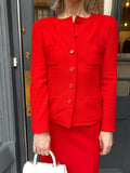 Pre Loved Chanel Red Wool Jacket size FR38 UK 8/10