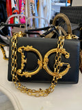 Pre Loved Dolce & Gabbana Black Baroque DG Girls Shoulder Bag