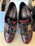 Prada Burgundy Brogue Heeled Platform Shoes UK6