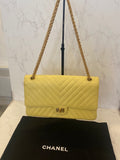 Pre Loved Chanel Yellow Chevron 2.55 Reissue Flap Bag