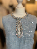 Pre Loved Self Portrait Blue Boucle & Sequin Mini Dress UK 10