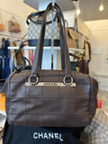 Chanel Chocolate Bar Tote in Brown with Silver Hardware