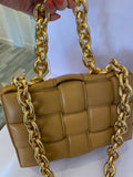 Pre Loved Bottega Veneta The Chain Padded Cassette Bag Dark Caramel (excellent)
