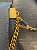 Chloe Faye Patchwork Shoulder Bag in Dark Grey Leather & Tan Suede.