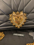 Pre Loved Dolce & Gabbana Devotion Shoulder Bag in Quilted Nappa Black Leather