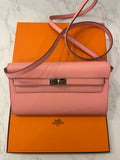 Pre Loved 2022 Hermes Kelly Classique To Go in Epsom Rose Confetti Leather (excellent)