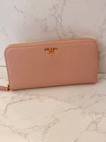 Pre Loved Prada Saffiano Leather Zipped Wallet in Pale Pink (excellent)