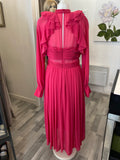 Pre Loved Self Portrait Pink Midi Dress Uk14 (excellent)
