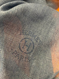 Hermes Cashmere & Silk Ombre Shawl in Rust & Blue