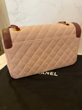 Pre Loved Chanel Single Flap Classic in Dusky Pink & Burgundy - Excellent