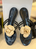 Pre Loved Chanel Black & Cream Camellia Sandals UK 4
