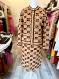 Pre Loved Gucci Wool Knit GG Logo Skirt & Jacket S-M