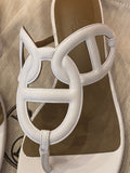 Pre Loved Hermes White Leather Beach Sandal UK3