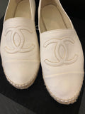 Pre Loved Chanel Cream Leather Espadrilles UK5