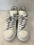 Pre Loved Alexander McQueen Oversized White Trainers with Black Accents UK 6.5
