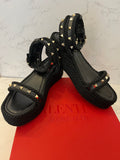 Pre Loved Valentino Garavani black rockstud flatforms UK 5
