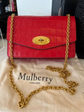 Pre Loved Mulberry Small Darley in Red Croc style Leather