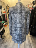Pre Loved Chanel Grey & White Check Camellia Coat size FR42 UK 14