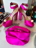 Pre Loved Jimmy Choo Socorie 120 Platform Heels UK 4.5 - Pre Loved Jimmy Choo Fuchsia Bonny Bag