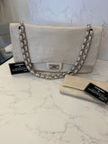 Pre Loved Chanel 2.55 Re-issue flap bag in cream embossed leather with matching purse