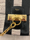 Pre Loved Mulberry Mini Kelley Shoulder Bag with Black & White Ayers Stripes
