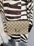 Pre Loved Gucci Dionysus chain wallet in GG canvas silver tone hardware - Excellent