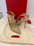 Pre Loved Valentino Garavani Rock Stud Nude Heels UK 8