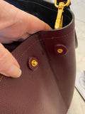 Pre Loved Prada Saffiano Cuir Tote in Burgundy Saffiano Leather