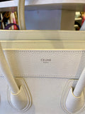 Pre Loved Celine Luggage Handbag in white leather