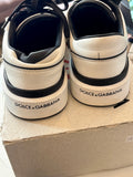 Pre Loved Dolce & Gabbana New Roma Sneakers in Black & White Leather - UK 5
