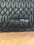 Pre Loved Miu Miu Black Matalasse Leather Crystal Cloque Flap Shoulder Bag