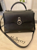 Pre Loved Mulberry Seaton in Black Grained Leather - EXCELLENT