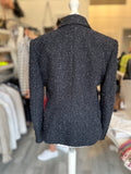Pre Loved Balmain Double Breasted Dark Navy Boucle Blazer size 42 fits UK 12-14