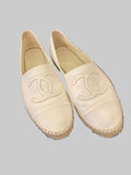 Chanel Cream Leather Espadrilles UK5