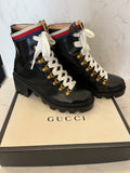 Gucci Sylvie Web ankle boots in black , BOX and dust bag size UK 5