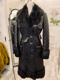 Pre Loved Burberry Black Leather Coat with Fur Trims Size 44 ( Fits Uk10 ) (excellent) .