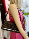 Pre Loved Fendi Zucca Shoulder Bag in Brown