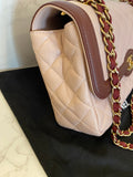 Pre Loved Chanel Single Flap Classic in Dusky Pink & Burgundy - Excellent