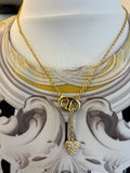 Pre Loved Dior Gold Tone CD & Heart Droplet Necklace (excellent)