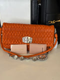 Pre Loved Miu Miu Matelasse shoulder bag with crystal strap (excellent)