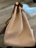 Hermes Herbag Satchel Cabin Size 50 in Beige Canvas and Tan Leather